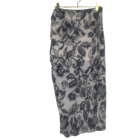 NWT Zara Black & White Floral Midi Skirt Womens‎ Size M Ruched Lightweight - Picture 4 of 12